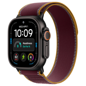 Apple Watch Ultra 4 49mm, Black Titanium, Trail Loop Burgundy, S/M